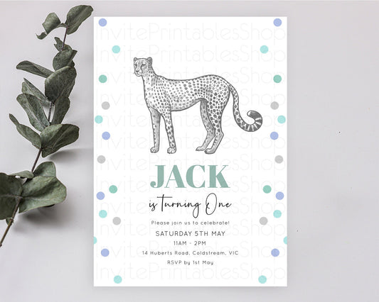 Cheetah Birthday Invitation Cheetah Invitation Cheetah Birthday Cheetah Safari Adventure Invite Cheetah Palm Leaf Invite Zoo Party D10857