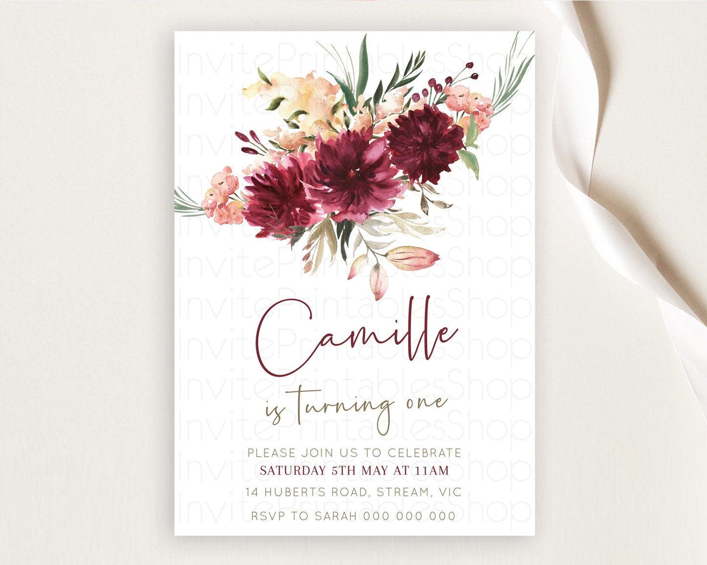 Secret Garden Invitation Wildflower Birthday Invitation Pastel Flowers Invite Enchanted Garden Boho Floral 3rd 2nd First Birthday D10685