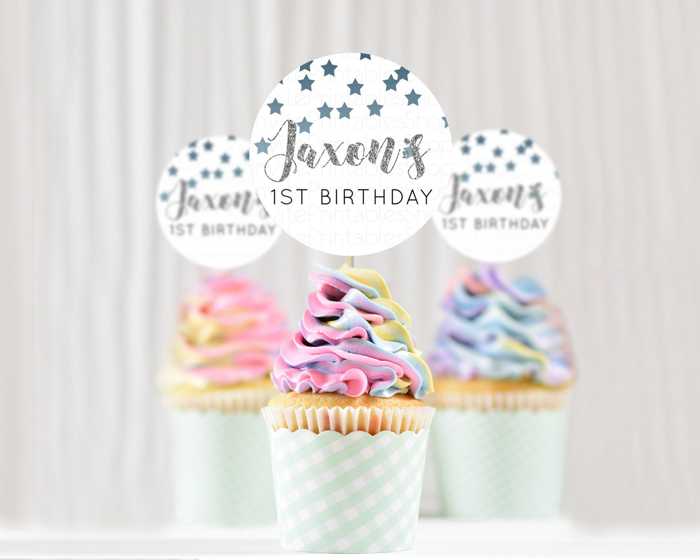 Star Cupcake Toppers Pastel Stars Cupcake Toppers Shooting Star Sprinkle Stars Rainbow Colorful Confetti Twinkle Little Star Decor D10330