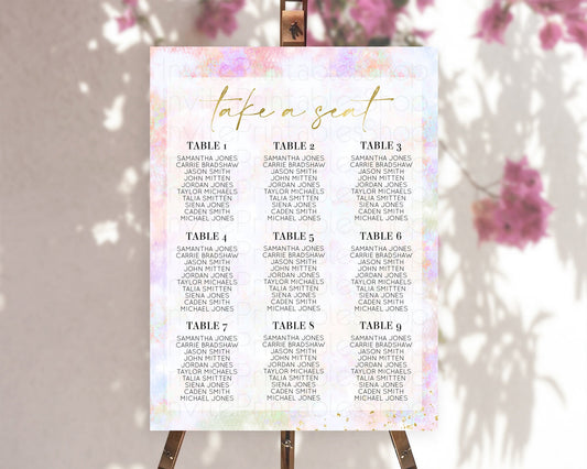 Editable Rainbow Seating Chart Pastel Seating Chart Colorful Pastel Watercol