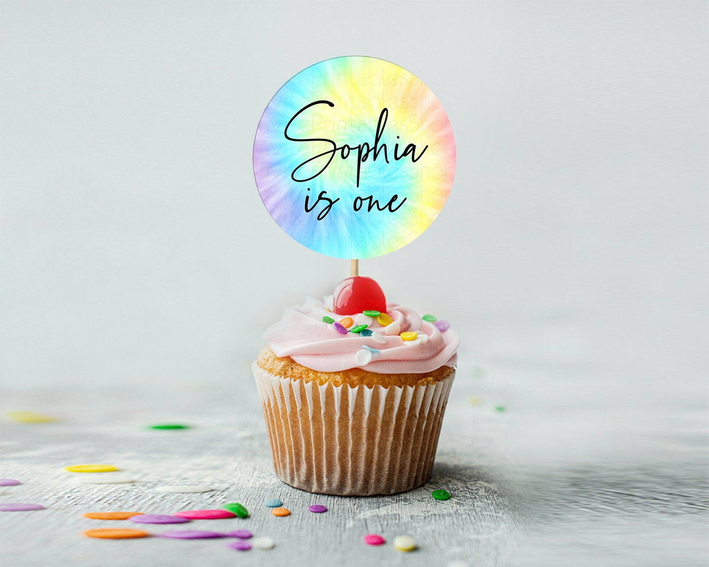 Tie Dye Cupcake Toppers Rainbow Tie Dye Cupcake Toppers Rainbow Colorful Cupcake Toppers Tie Dye Pastel Rainbow Party Cupcake Decor D10578