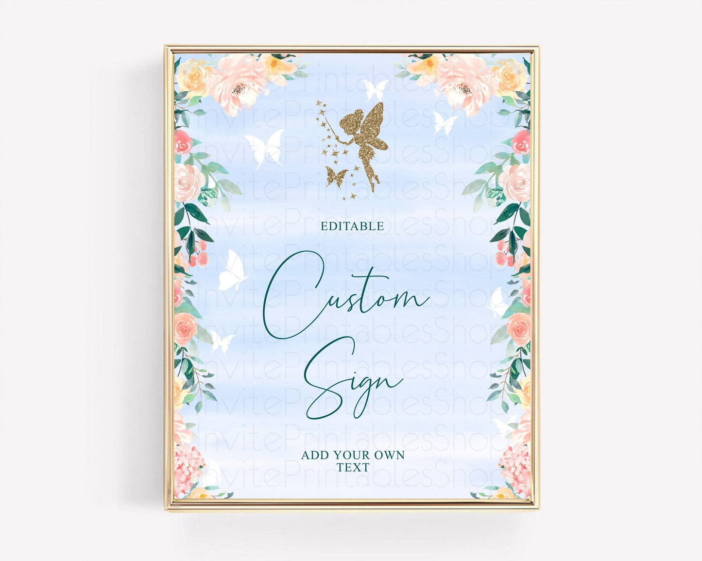 Fairy Sign Enchanted Garden Table Sign Decor Pastel Floral Butterfly Party Secret Garden Birthday Baptism Baby Shower Bridal Shower D10794
