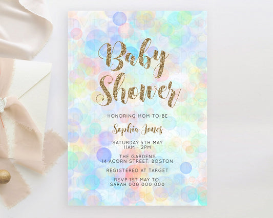 Editable Pastel Confetti Baby Shower Invitation Bath Bomb Baby Shower Invita