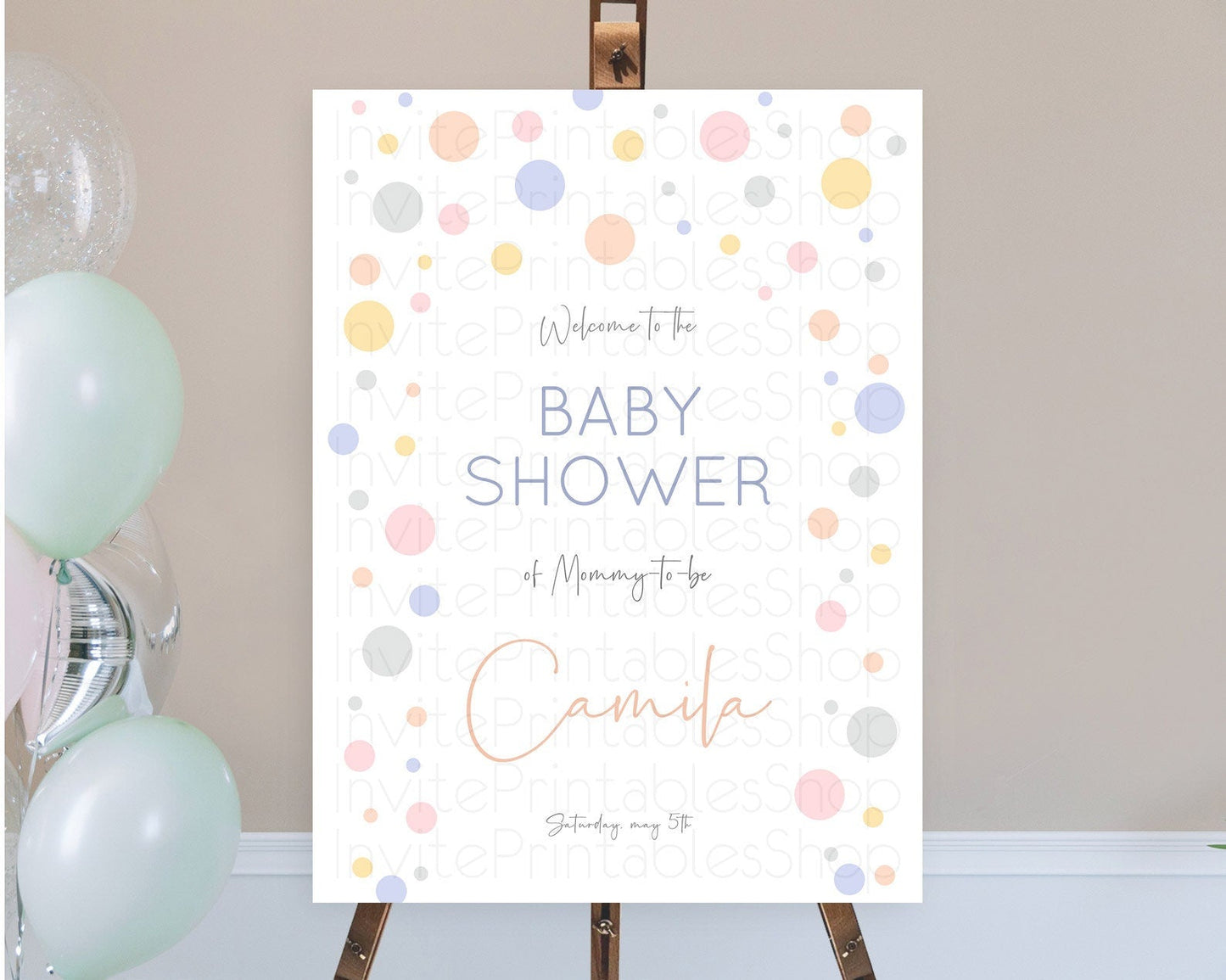 Rainbow Baby Shower Welcome Sign Pastel Welcome Board Pastel Rainbow Confetti Welcome Sign Colorful Bubbles Pastel Welcome Sign D10759