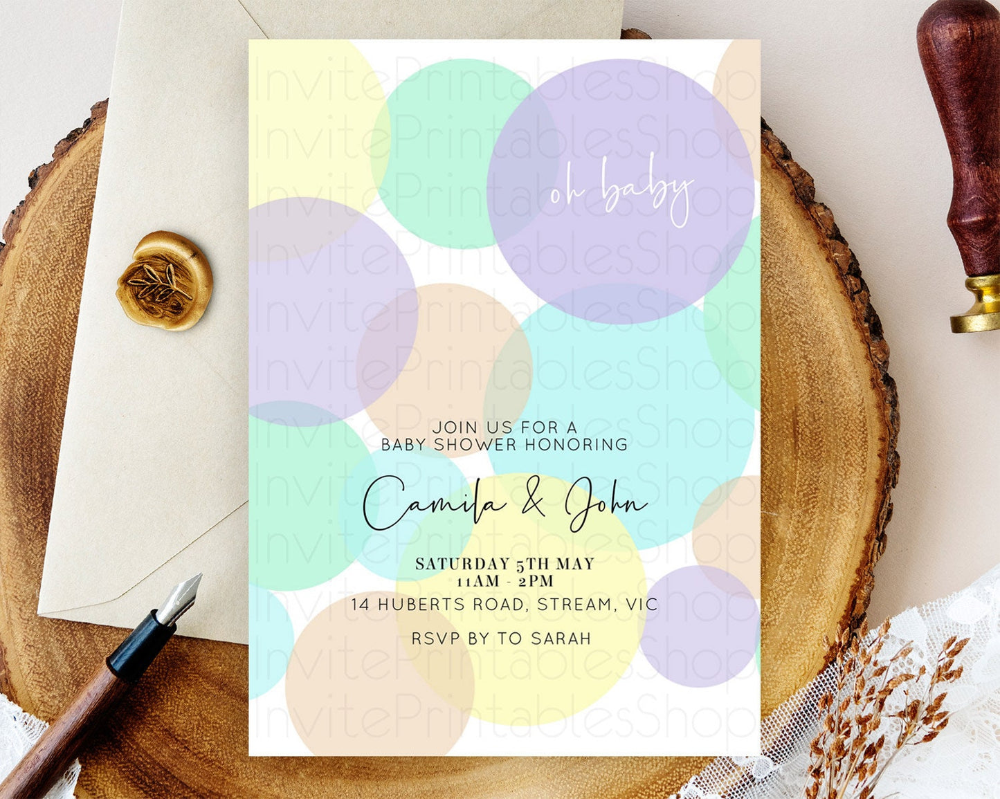 Pastel Rainbow Baby Shower Invitation Pastel Confetti Invitation Sprinkles Bubbles Invitation Colorful Rainbow Confetti Theme D10414