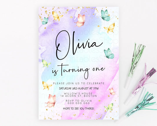 Editable Pastel Butterfly Birthday Invitation Butterfly Birthday Invitation