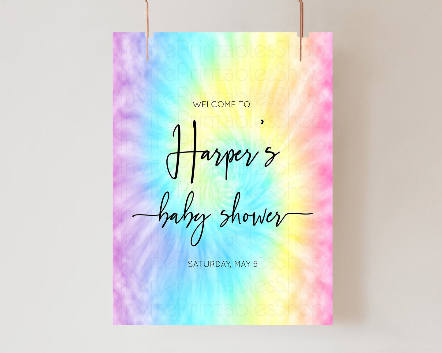 Tie Dye Baby Shower Welcome Board Rainbow Tie Dye Welcome Sign Pastel Welcome Poster Colorful Pastel Welcome Rainbow Tie Dye Sign D10578