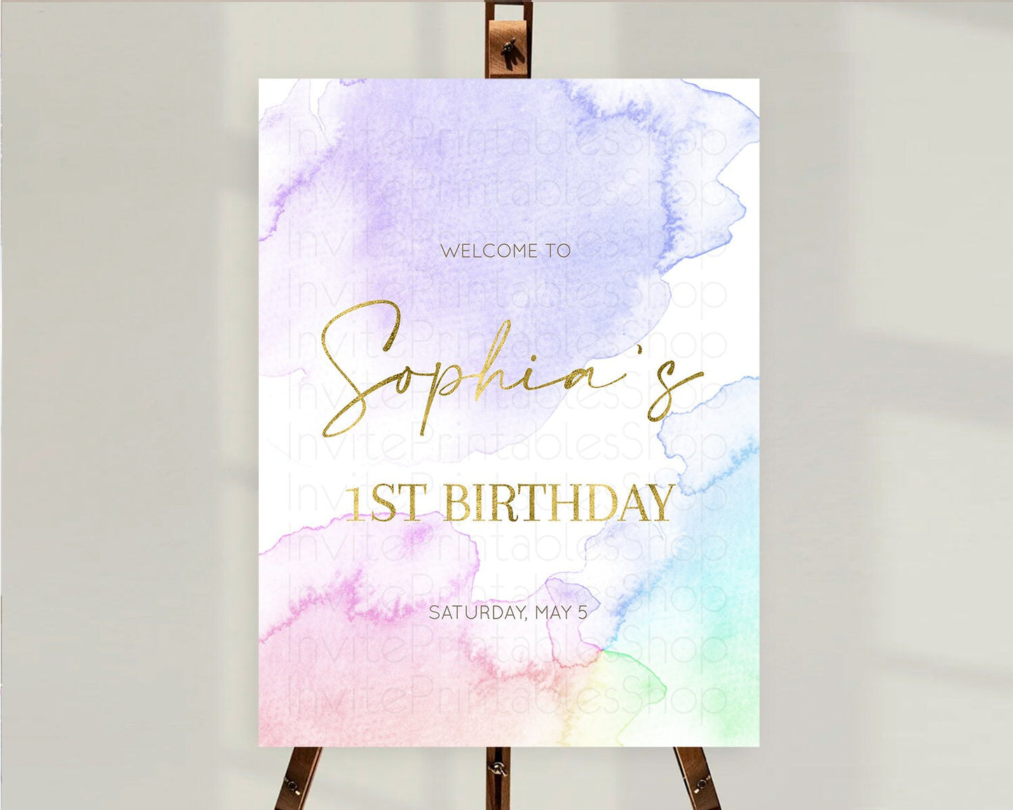 Pastel Welcome Sign Pastel Rainbow Welcome Sign Colorful Rainbow Confetti Watercolor Glitter Pastel First Birthday Welcome Sign D10215