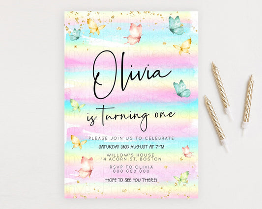 Editable Pastel Butterfly Birthday Invitation Butterfly Birthday Invitation