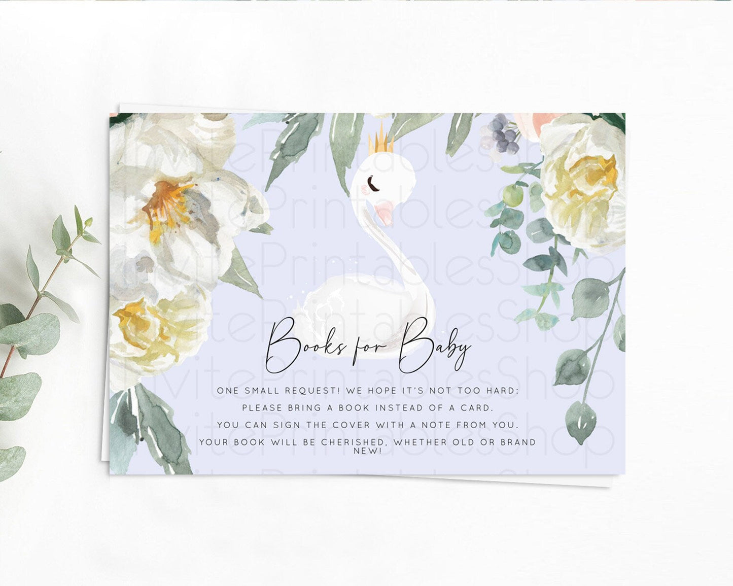 Swan Books For Baby Card Swan Princess Ballet Book Insert Enchanted Swan Lake Book Card Secret Garden Floral Book Poem Request D10756