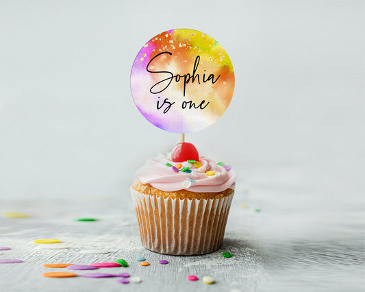 Editable Tie Dye Cupcake Toppers Rainbow Tie Dye Cupcake Toppers Rainbow Col
