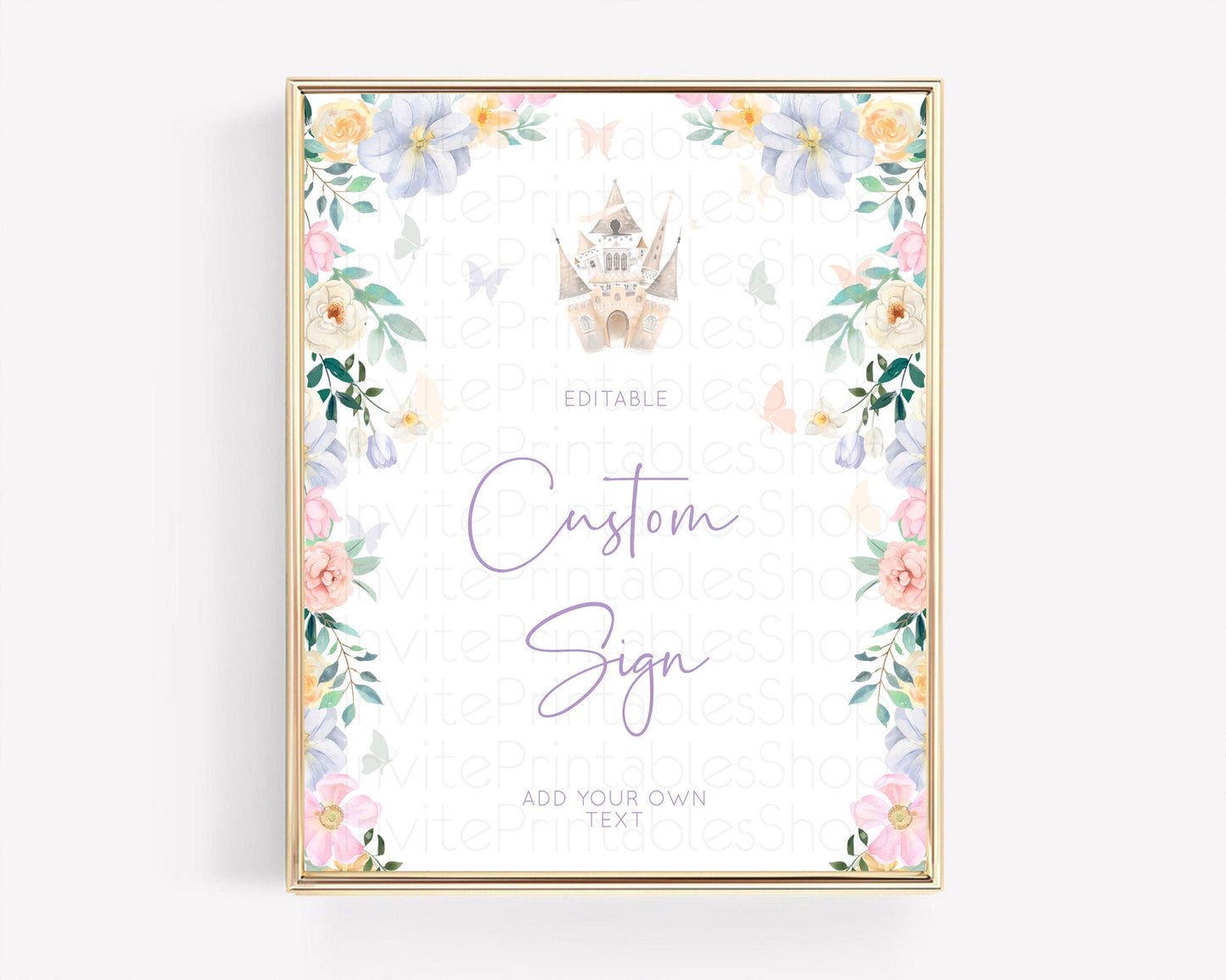 Princess Party Table Sign Decor Secret Garden Enchanted Castle Pastel Floral Royal Party For 1st Birthday Baptism Baby Shower D10473