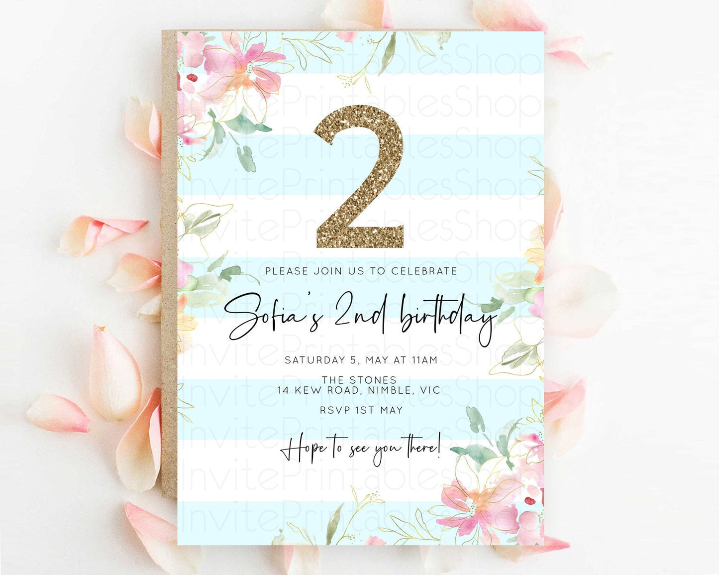 Secret Garden Invitation Wildflower Birthday Invitation Pastel Flowers Invite Enchanted Garden Boho Floral 3rd 2nd First Birthday D10303