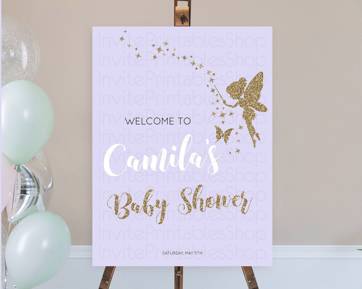 Fairy Baby Shower Welcome Sign Fairy Welcome Board Enchanted Garden Pastel Floral Butterfly Decor Secret Garden Fairy Welcome Sign D10389