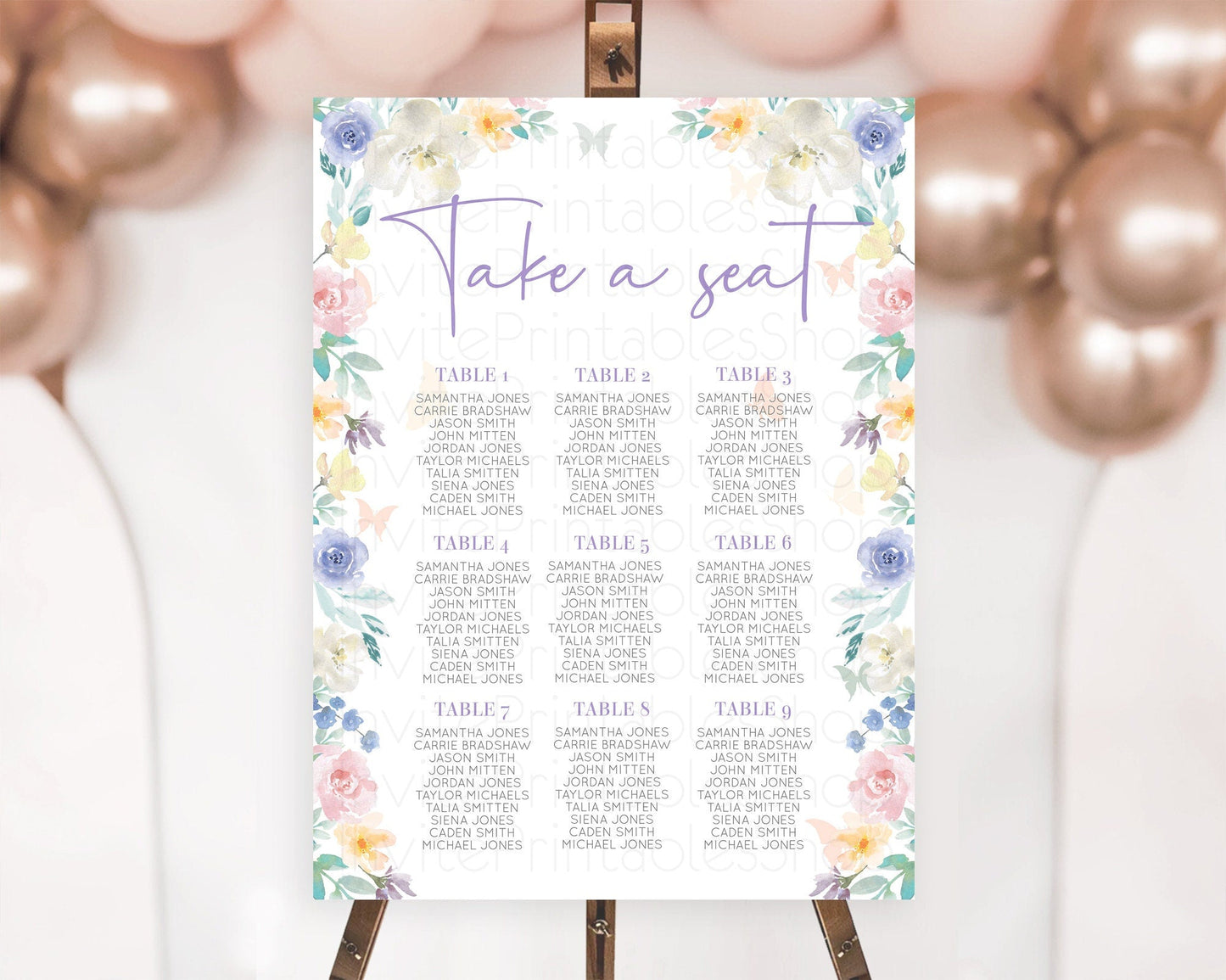 Secret Garden Seating Chart Wildflower Seating Chart Pastel Flowers Seating Chart Enchanted Garden Boho Floral Take A Seat Decor D10710
