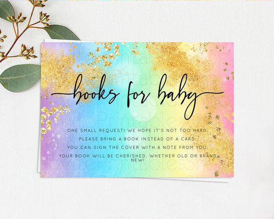 Editable Pastel Books For Baby Card Pastel Rainbow Book Insert Colorful Ombr