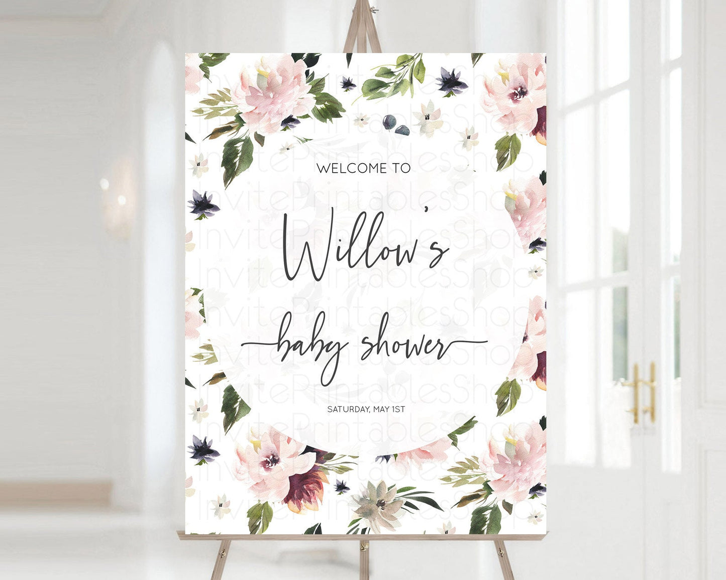 Secret Garden Baby Shower Welcome Sign Wildflower Welcome Board Pastel Flower Garden Welcome Poster Boho Wildflower Welcome Sign D10538