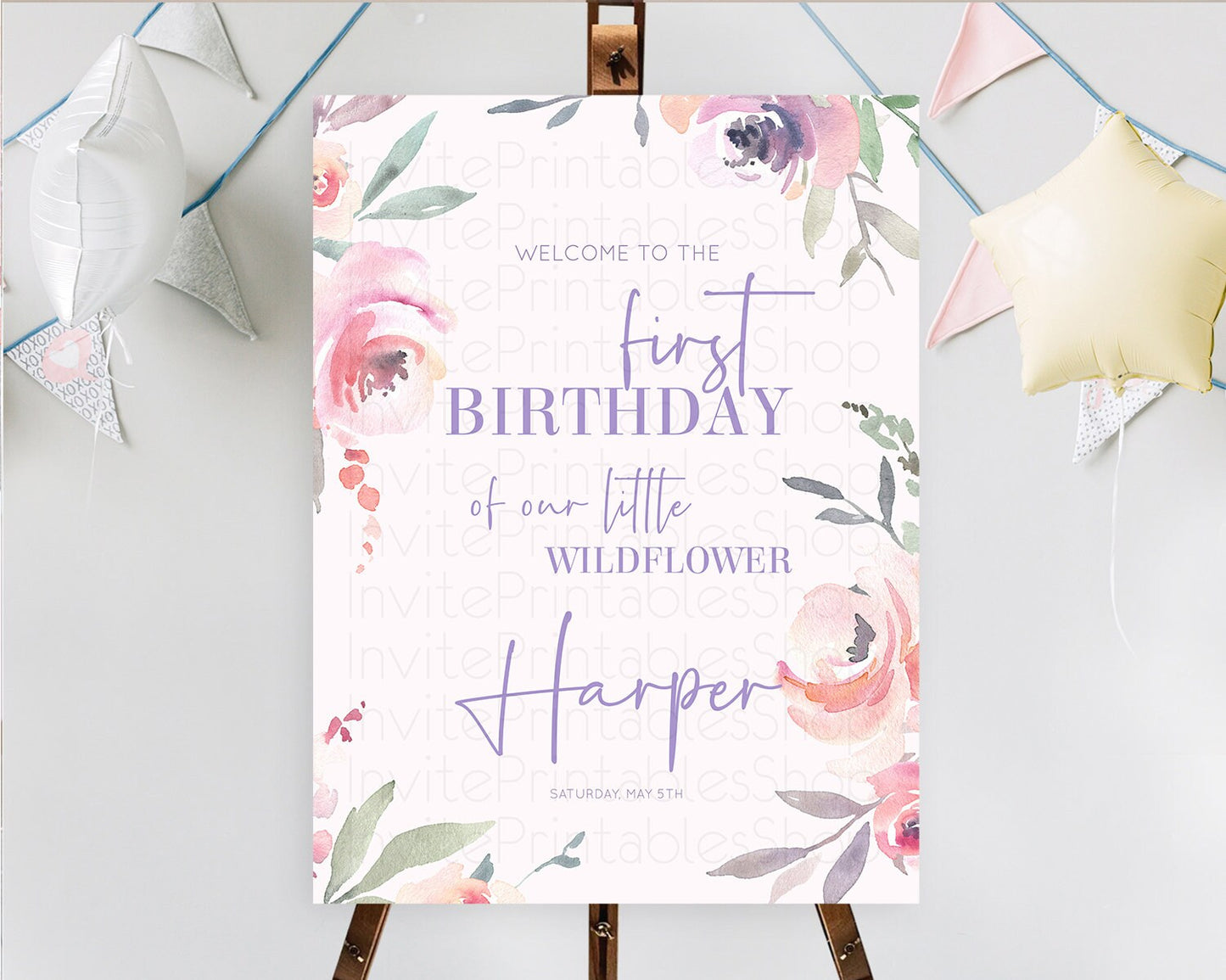 Secret Garden Welcome Sign Wildflower Welcome Board Pastel Flower Garden Welcome Poster Boho Wildflower First Birthday Welcome Sign D10198