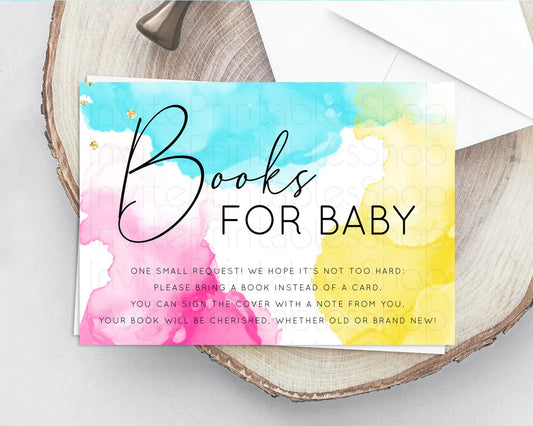 Pastel Books For Baby Card Pastel Rainbow Book Insert Colorful Ombre Watercolor Book Card Confetti Glitter Baby Book Poem Request D10898