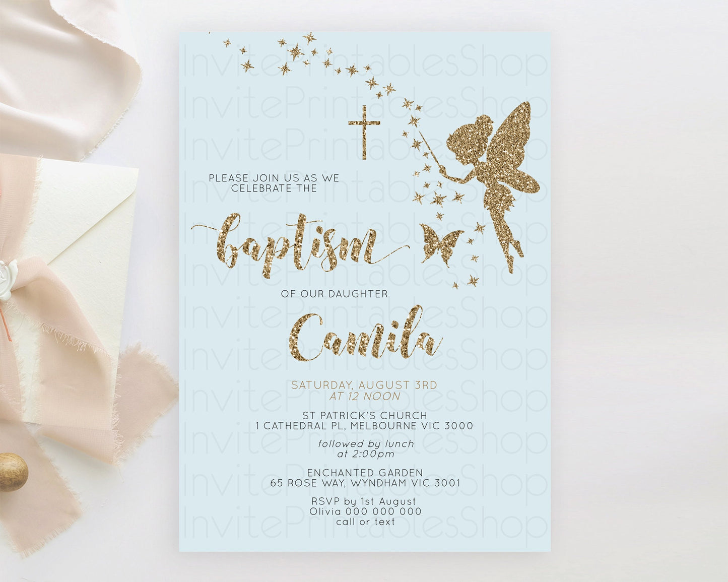 Fairy Baptism Invitation Fairy Baptism 1st Birthday Invitation Enchanted Secret Garden Christening Invite Pastel Floral Butterfly D10907