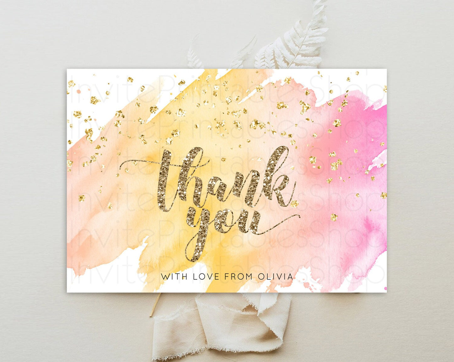 Pastel Thank You Rainbow Thank You Card Colorful Pastel Birthday Thank You Card Confetti Watercolor Pastel Teacher Thank You Cards D10526