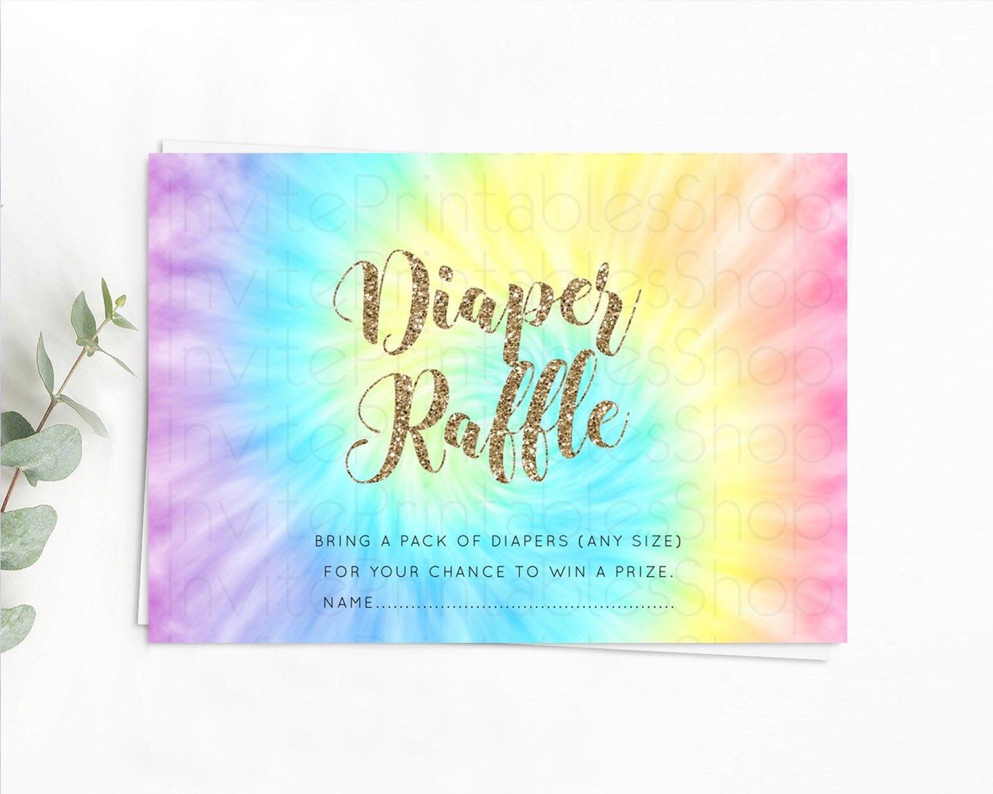 Tie Dye Diaper Raffle Card Rainbow Tie Dye Diaper Raffle Insert Pastel Rainbow Watercolor Diaper Ticket Tie Dye Colors Raffle Game D10580