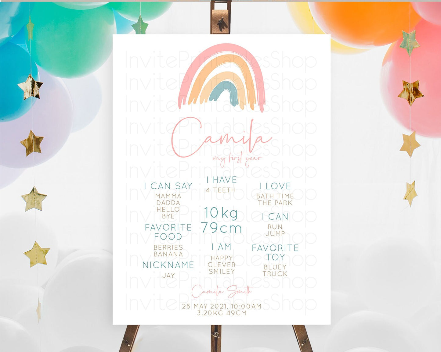 Pastel Rainbow First Birthday Milestone Poster Boho Rainbow Milestone Board Rainbow Milestone Pastel Milestone Rainbow 1st Birthday D10351