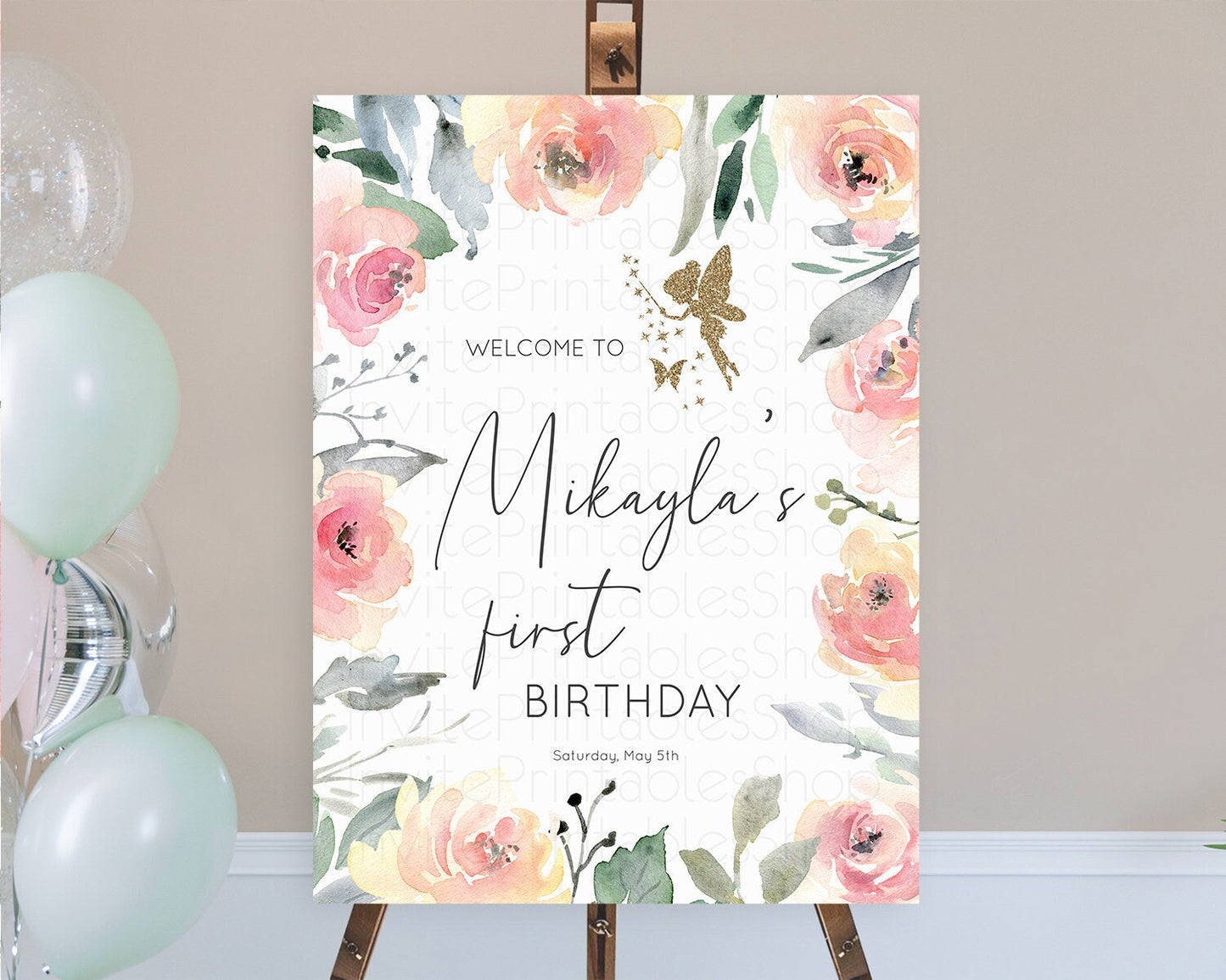 Fairy Welcome Sign Fairy Welcome Board Enchanted Garden Pastel Floral Butterfly Decor Secret Garden First Birthday Welcome Sign D10779