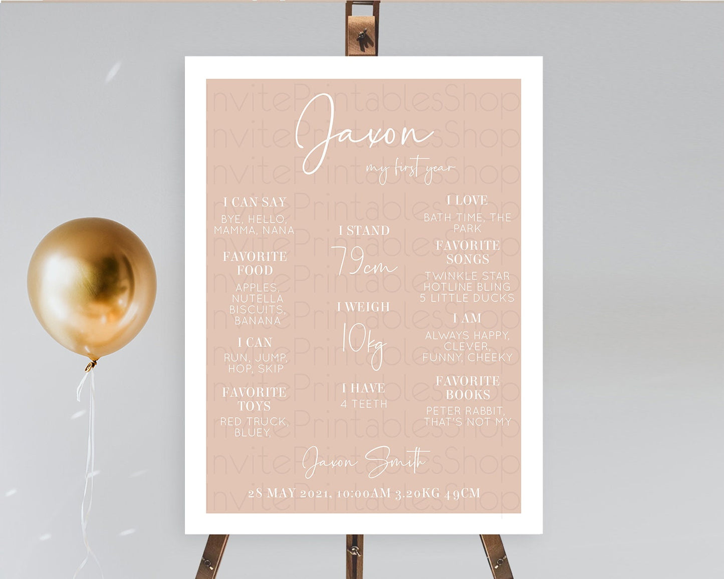 Orange First Birthday Milestone Poster Plain Orange Milestone Board Minimal Pastel Orange Milestone Modern 1st Birthday Welcome Sign D10938