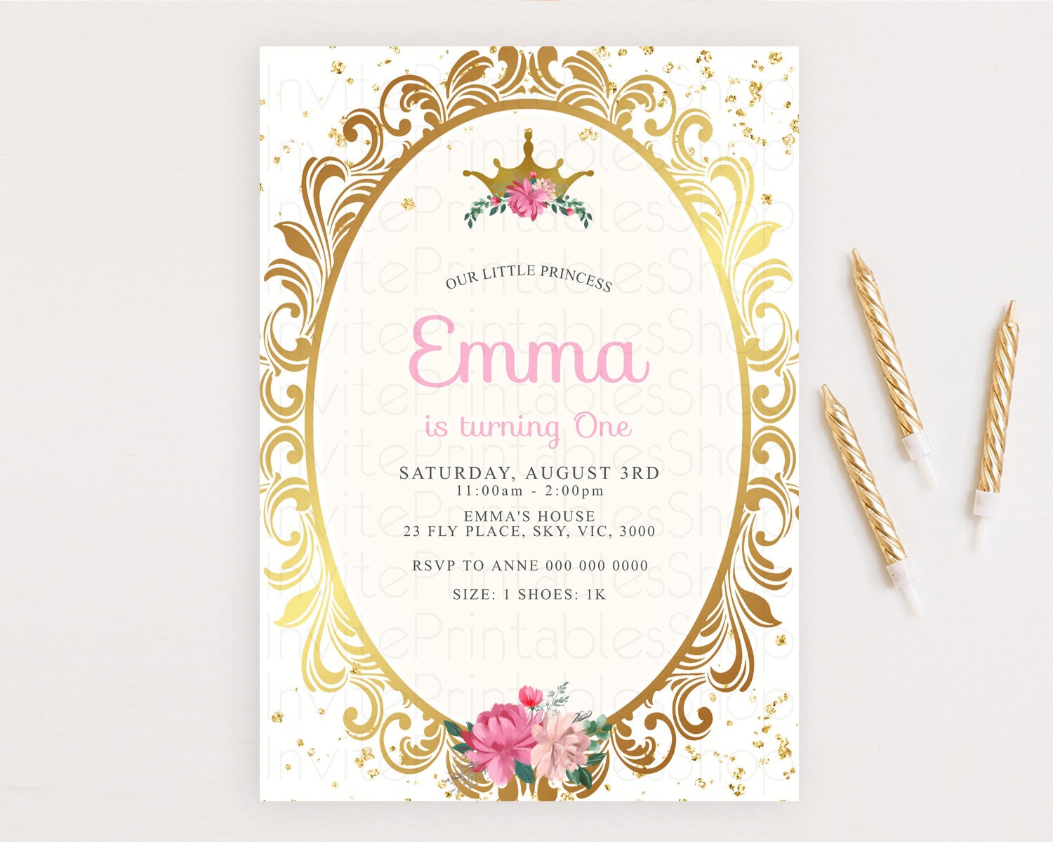 Editable Princess Birthday Invitation Castle Invitation Royal Birthday Fairy