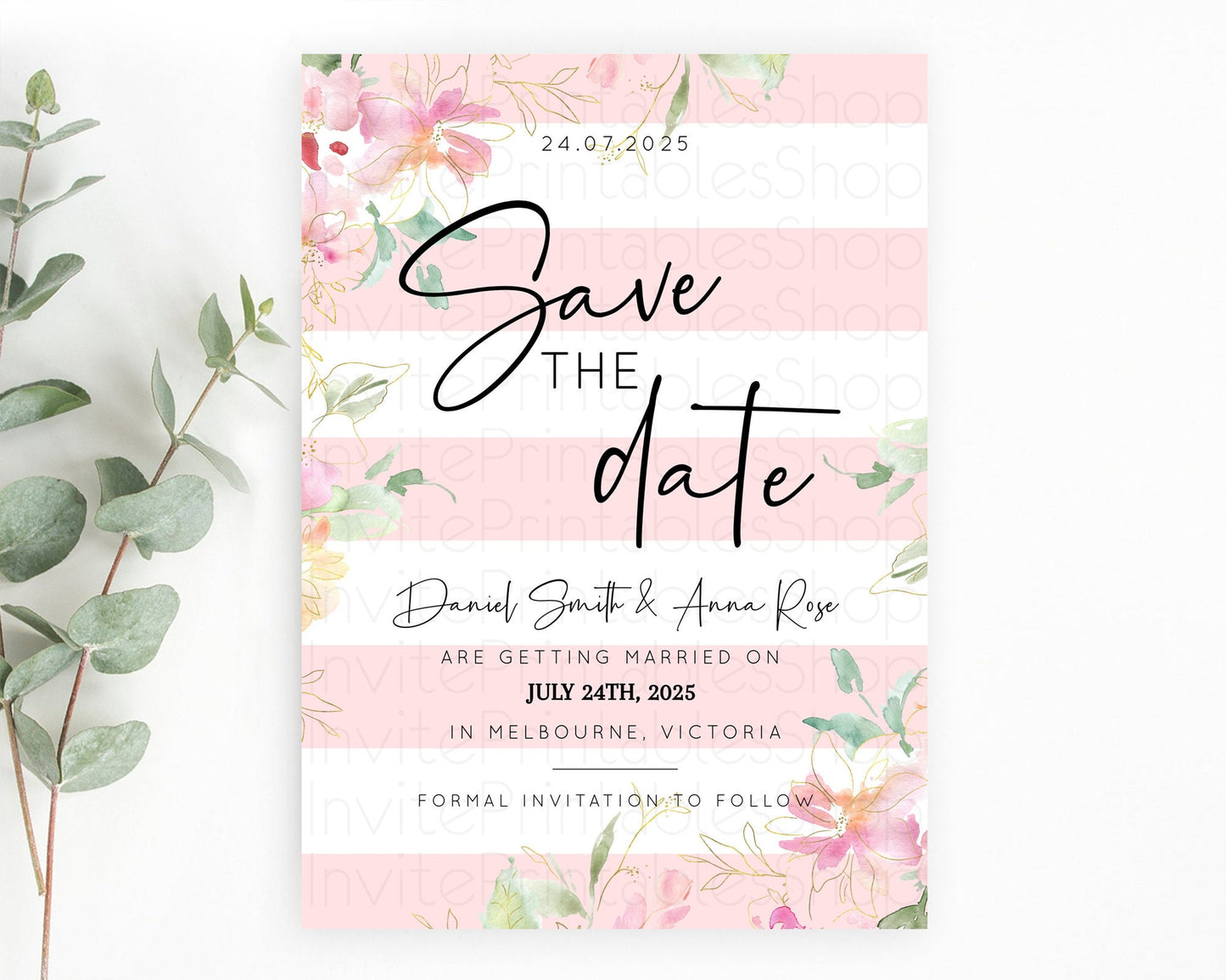 Wildflower Save The Date Template Secret Garden Save The Date Pastel Floral Garden Party Boho Flowers Birthday Baby Shower Wedding D10300