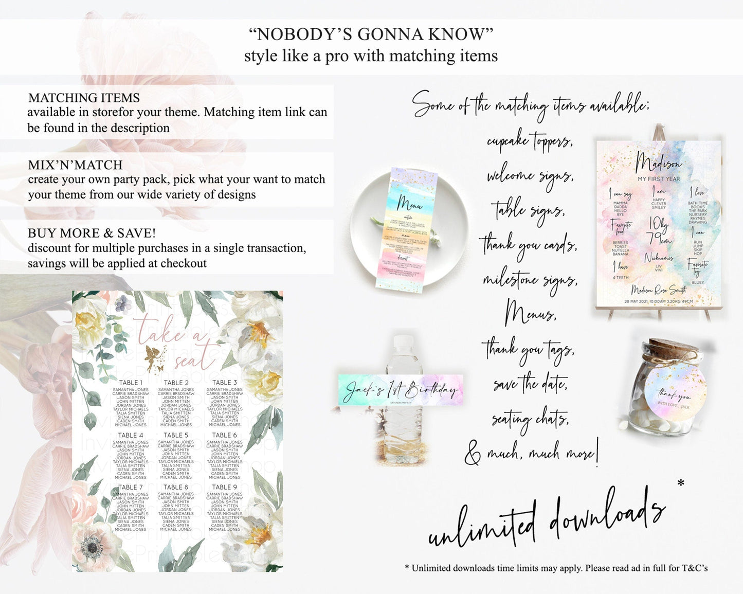 Fairy Seating Chart Pastel Fairy Seating Chart Fairy Tea Party Fairy Garden Seating Sign Enchanted Garden Floral Butterfly Decor D10800