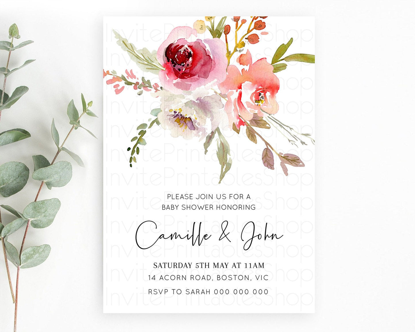 Wildflower Baby Shower Invitation Secret Garden Baby Shower Invitation Pastel Flowers Invite Enchanted Garden Shower Floral Theme D10243