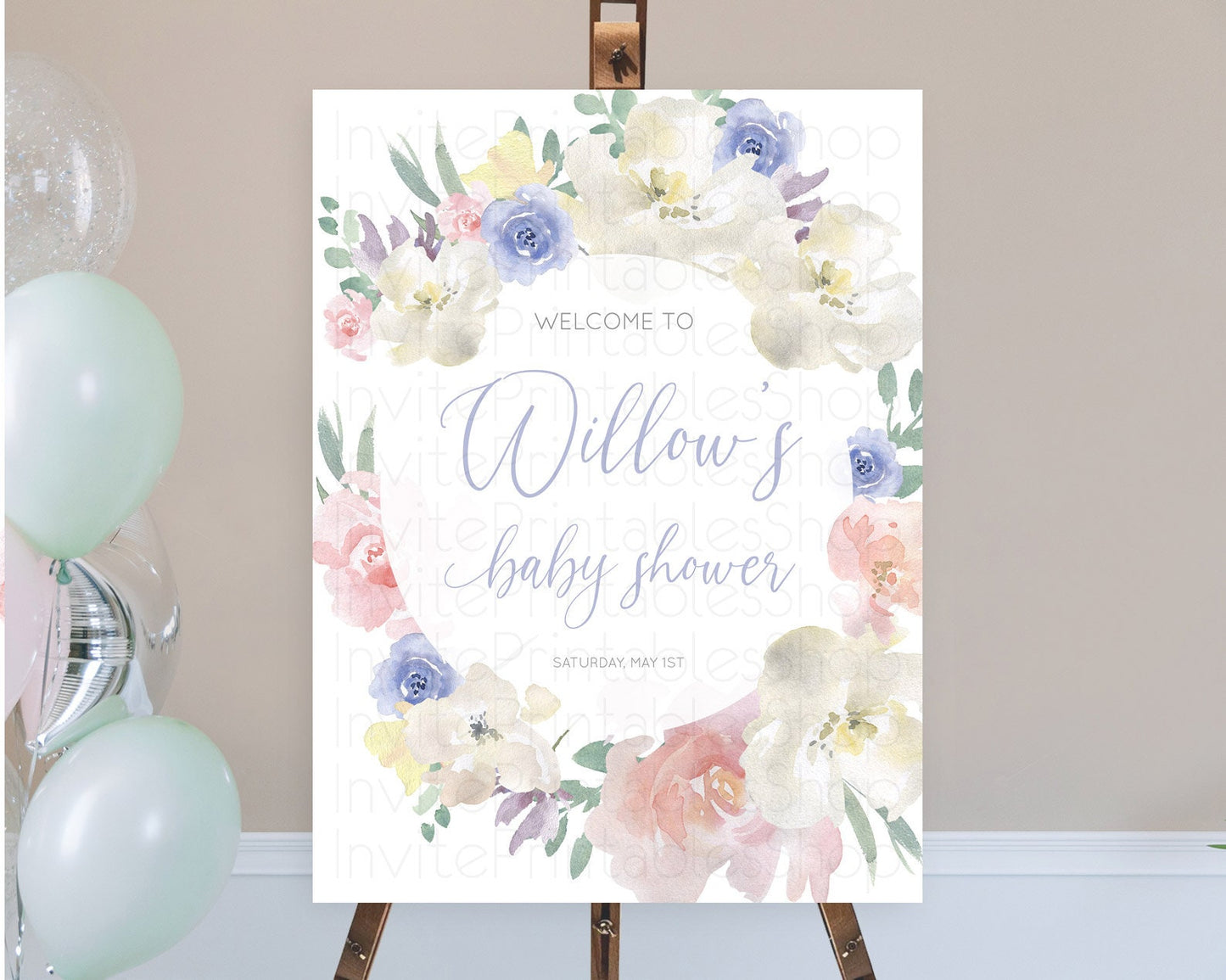 Secret Garden Baby Shower Welcome Sign Wildflower Welcome Board Pastel Flower Garden Welcome Poster Boho Wildflower Welcome Sign D10841