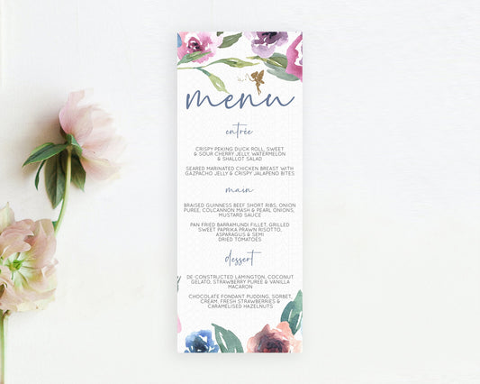 Editable Fairy Menu Fairy Menu Template Enchanted Garden Pastel Floral Butte