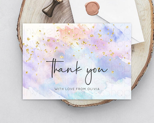 Editable Pastel Thank You Rainbow Thank You Card Colorful Pastel Birthday Th