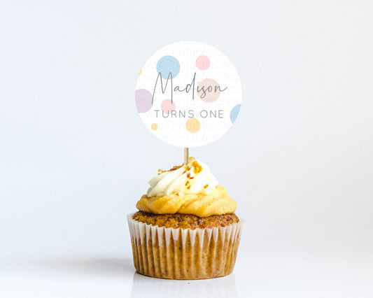 Editable Pastel Cupcake Toppers Pastel Confetti Cupcake Topper Bubbles Sprin