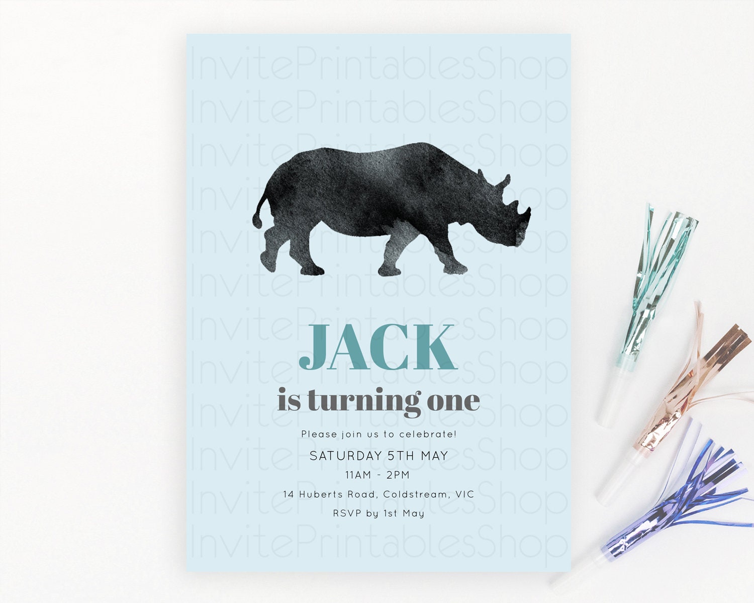Editable Rhino Birthday Invitation Rhino Invitation Rhino Birthday Rhino Saf