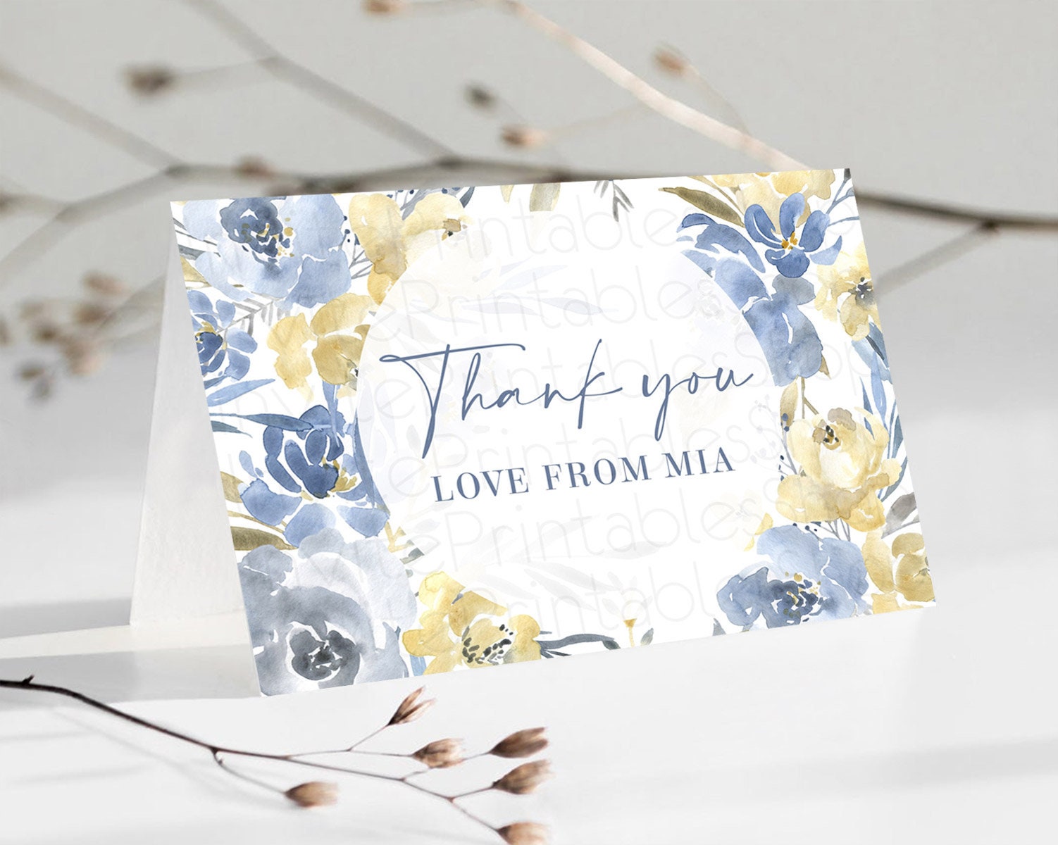 Editable Secret Garden Thank You Wildflower Thank You Card Pastel Flower Gar