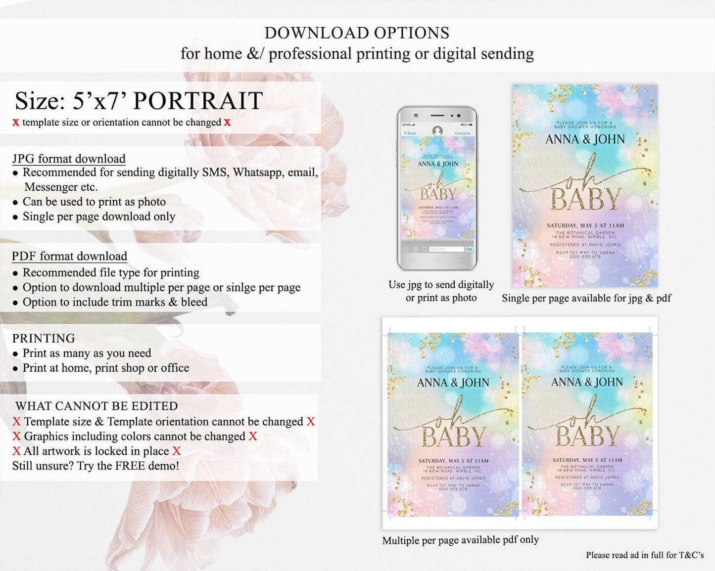 Pastel Baby Shower Invitation Rainbow Baby Shower Invitation Colorful Pastel Watercolor Invitation Gold Glitter Sprinkles Ombre D10675