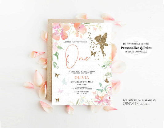 Editable Fairy Birthday Invitation Enchanted Fairy Garden Invitation Enchant
