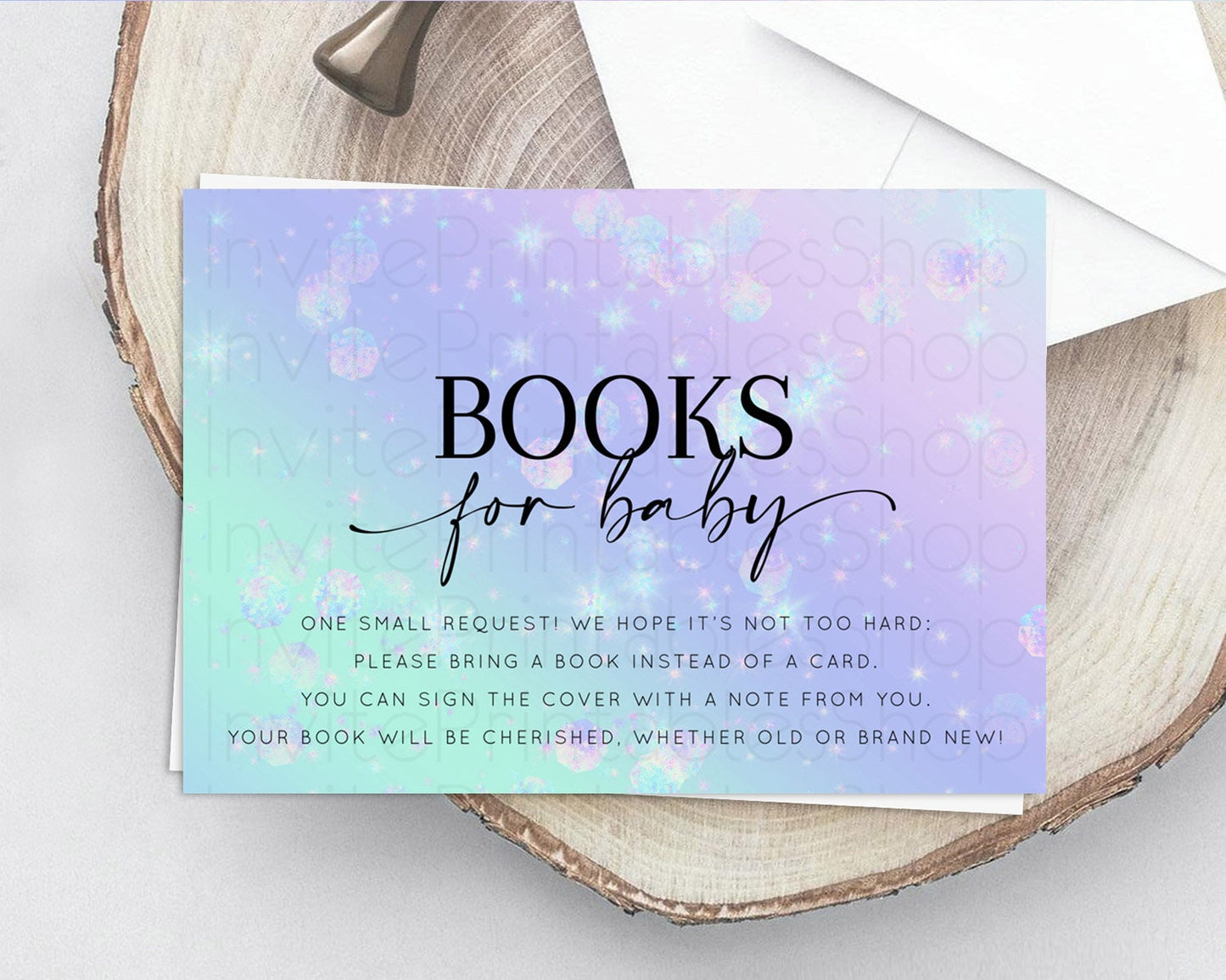 Rainbow Books For Baby Card Pastel Book Insert Colorful Pastel Watercolor Ombre Book Card Iridescent Sprinkles Book Poem Request D10663