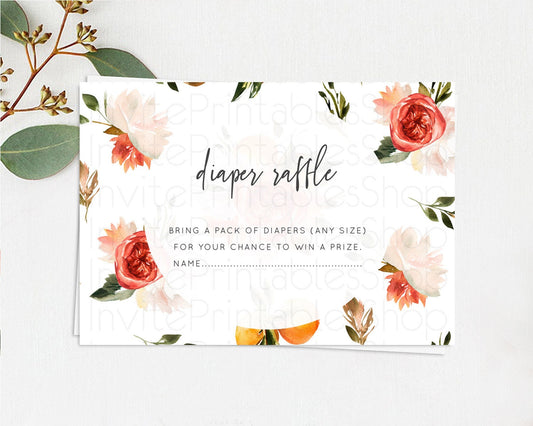 Editable Secret Garden Diaper Raffle Card Boho Wildflower Diaper Raffle Inse