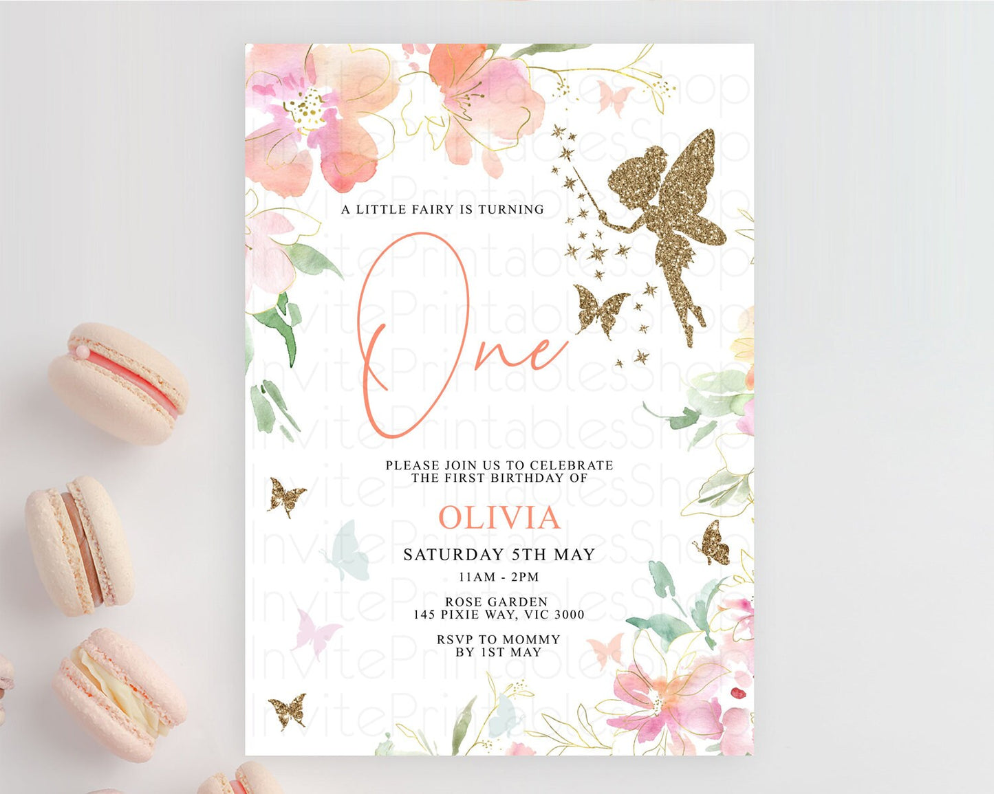 Fairy Birthday Invitation Fairy Invites Fairy Tea Party Fairy Garden Birthday Secret Garden Enchanted Garden Pastel Floral Butterfly D10934