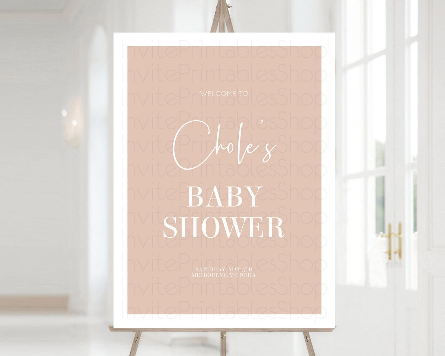 Orange Baby Shower Welcome Sign Plain Orange Welcome Board Minimalist Pastel Orange Welcome Poster Modern Orange Simple Welcome Sign D10938