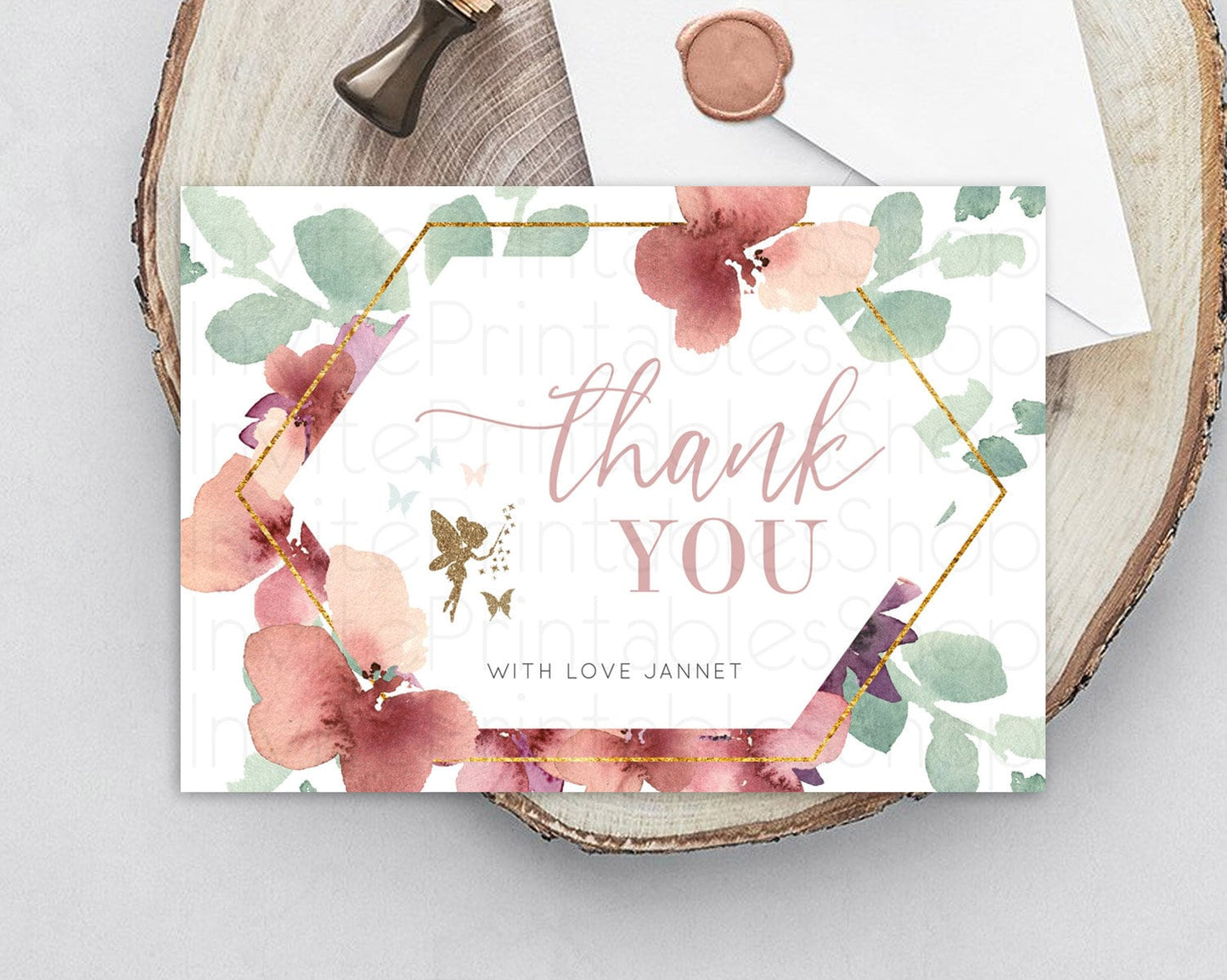 Fairy Thank You Fairy Thank You Card Enchanted Garden Pastel Butterfly Birthday Thank You Floral Secret Garden Teacher Thank You D10460