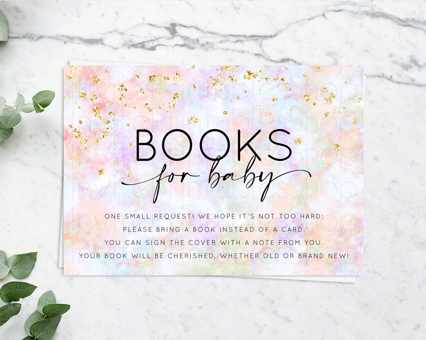 Pastel Books For Baby Card Pastel Rainbow Book Insert Colorful Ombre Watercolor Book Card Confetti Glitter Baby Book Poem Request D10649