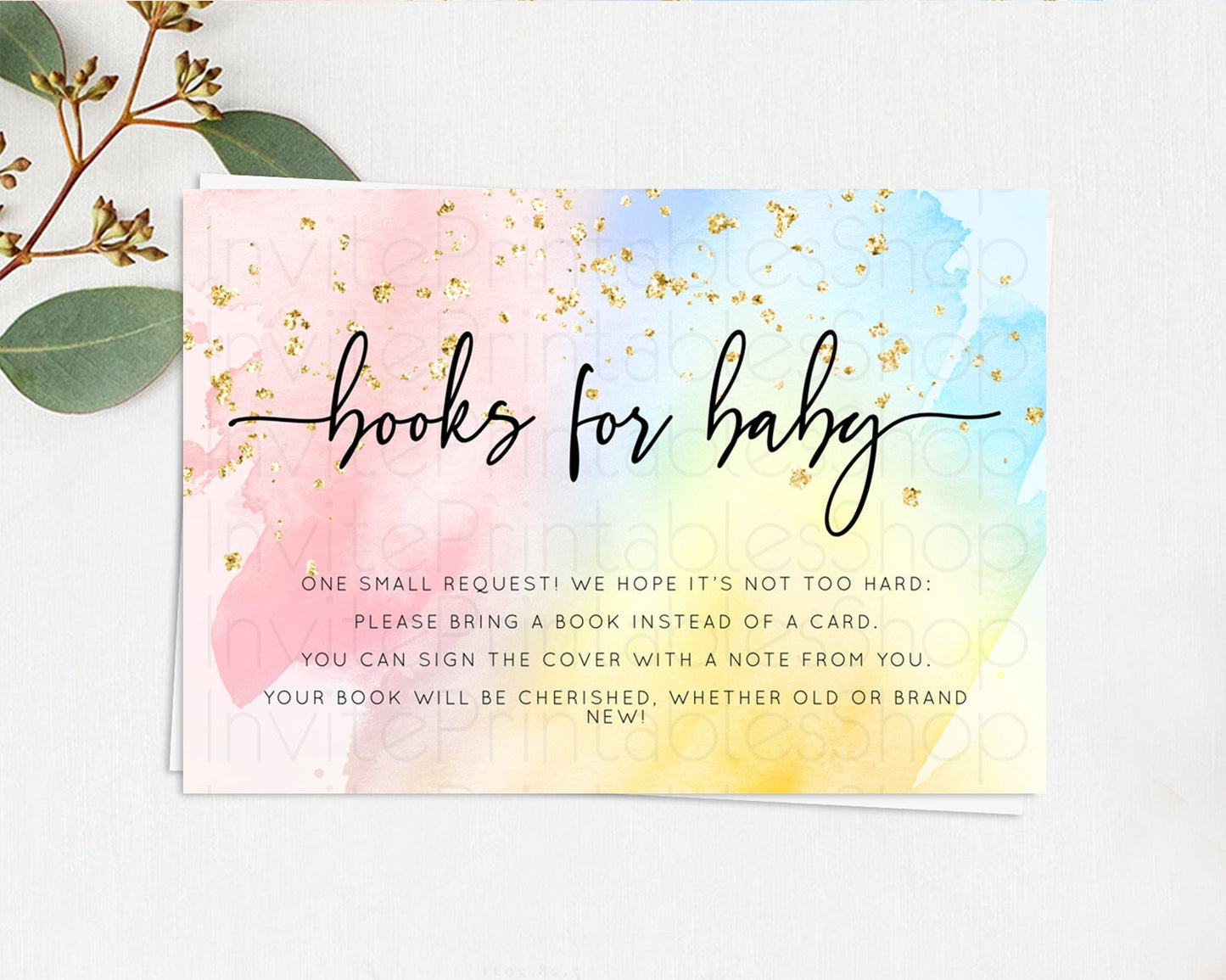 Editable Pastel Books For Baby Card Pastel Rainbow Book Insert Colorful Ombr