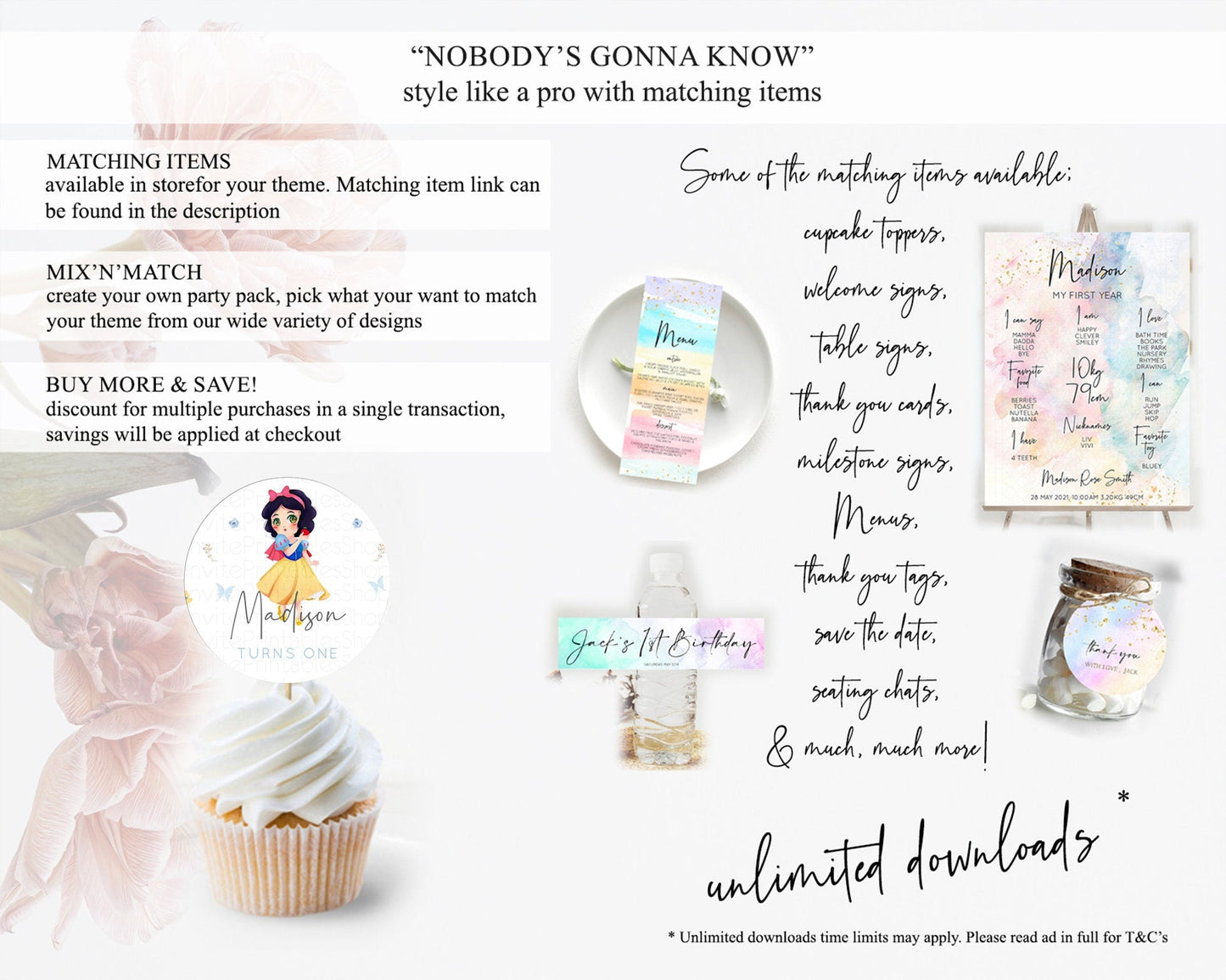 Princess Cupcake Toppers Castle Cupcake Toppers Royal Princess Decor Fairy Tale Enchanted Castle Pastel Floral Garden Table Number D10353