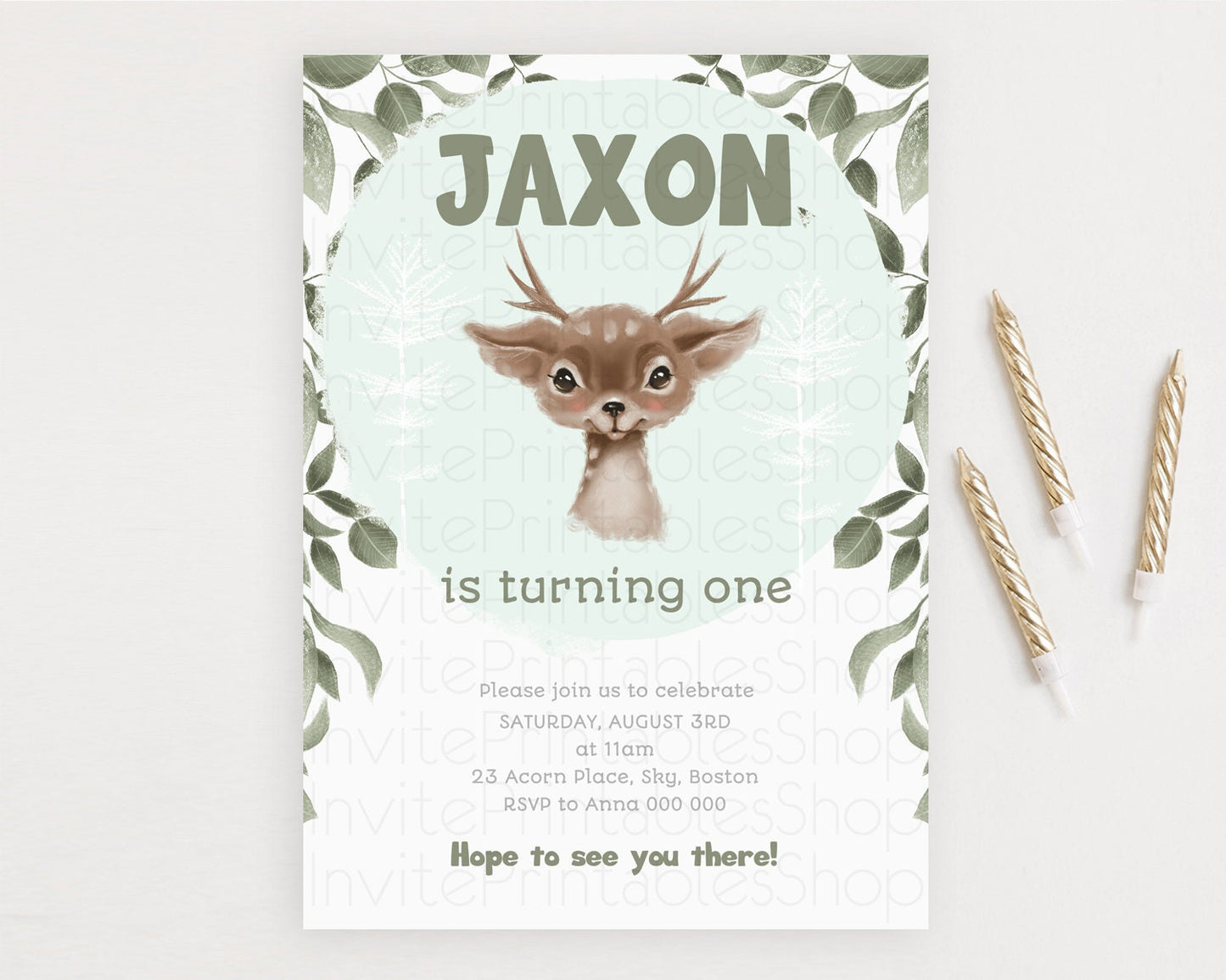 Fawn Birthday Invitation Deer Birthday Invitation Enchanted Forest Party Butterfly Pastel Flowers Whimsical 2nd 1st First Birthday D10191